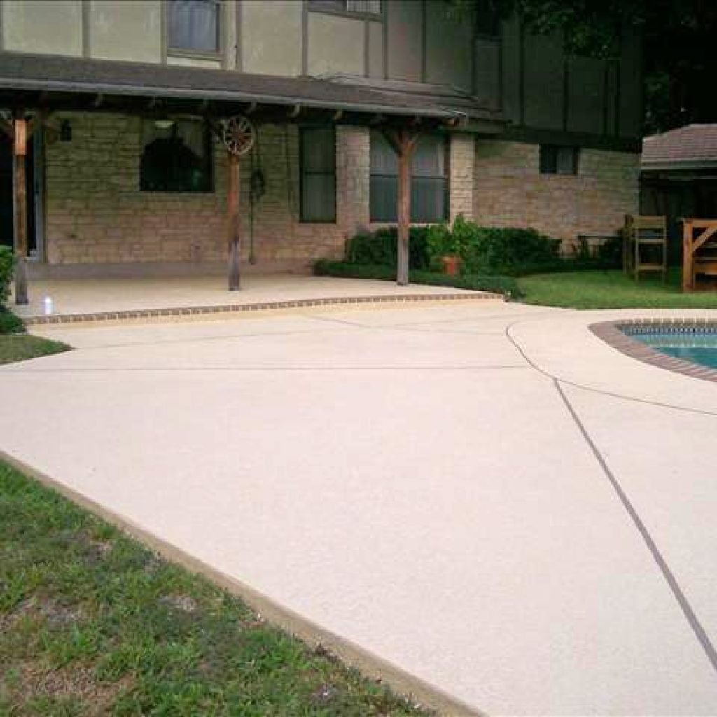 cement path in a backyard